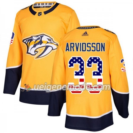 Herren Eishockey Nashville Predators Trikot Viktor Arvidsson 33 Adidas 2017-2018 Gold USA Flag Fashion Authentic